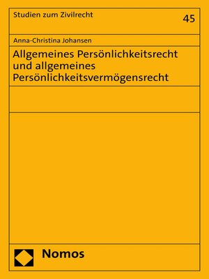 cover image of Allgemeines Persönlichkeitsrecht und allgemeines Persönlichkeitsvermögensrecht